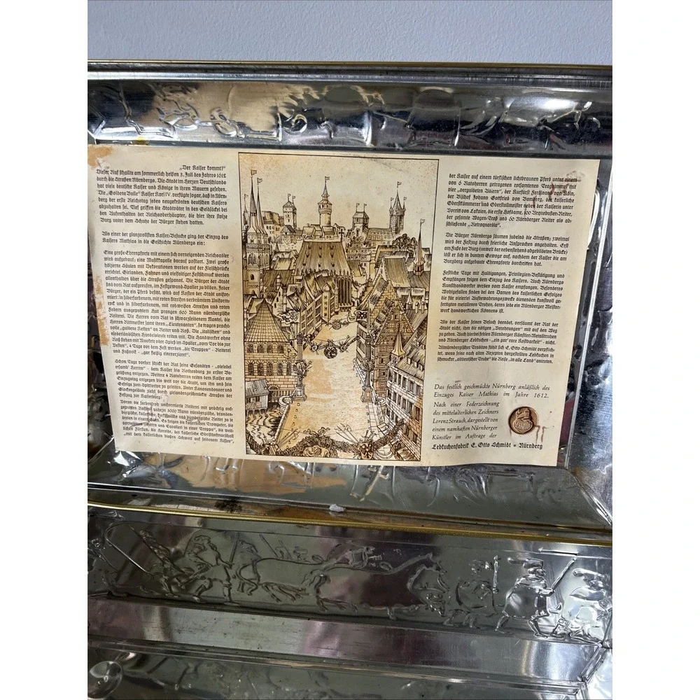 Vtg Germany E Otto Schmidt Large Tin Box Hinged Top Nurnberg Lebkuchen-Schmidt